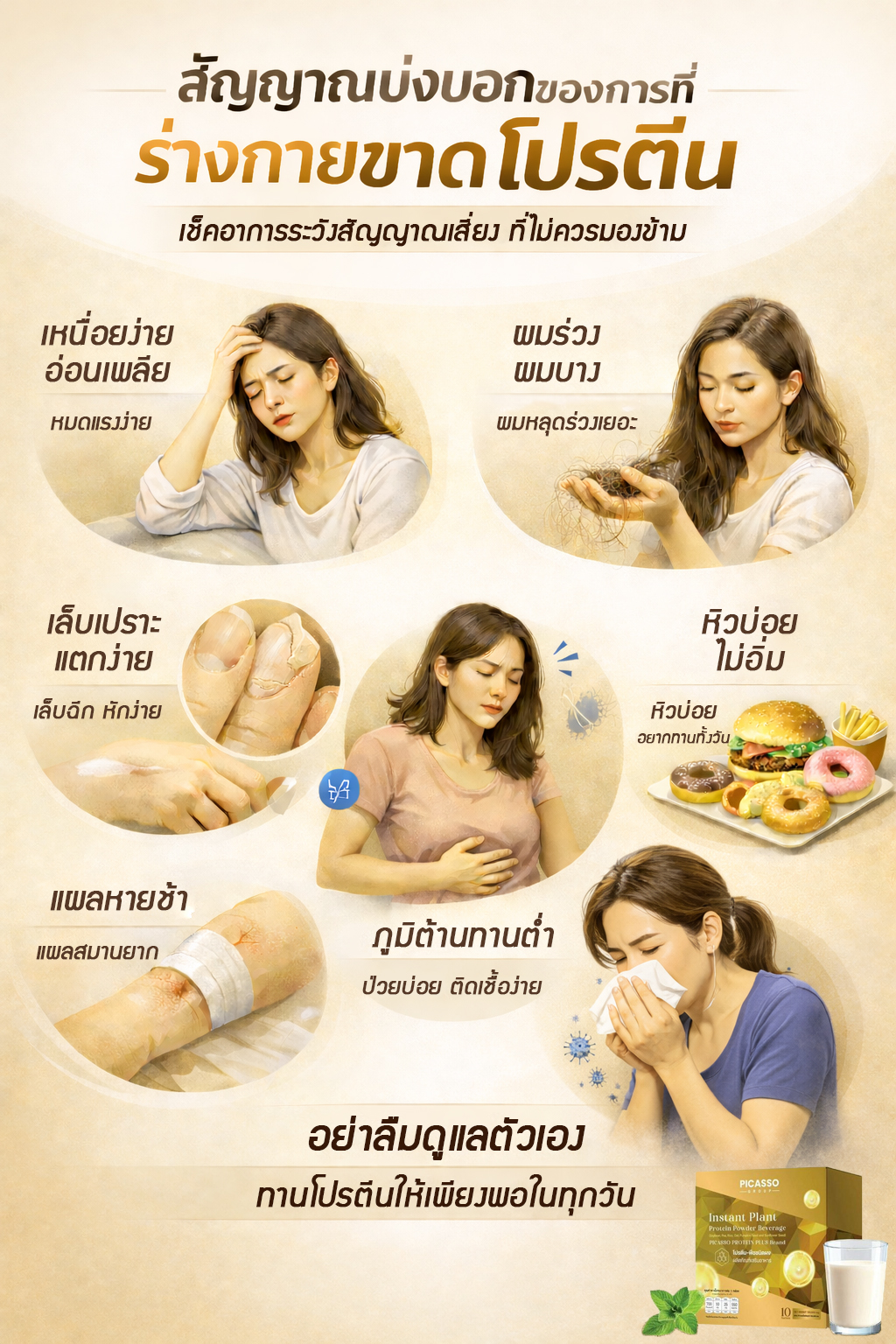 สัญญาณบ่งบอกของการที่ร่างกายขาดโปรตีน สัญญาณบ่งบอกของการที่ร่างกายขาดโปรตีน